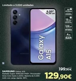 Oferta de Samsung - Galaxy A15 por 129,9€ en El Corte Inglés