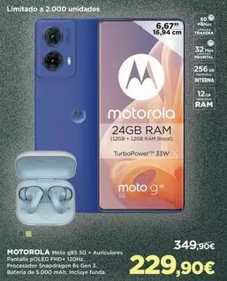 Oferta de Motorola - Moto Gà5 5g + Auriculares Penitalia Polled Flip+120h por 349,9€ en El Corte Inglés