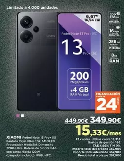 Oferta de Xiaomi - Redmi Note 13 Pro+5g por 349,9€ en El Corte Inglés