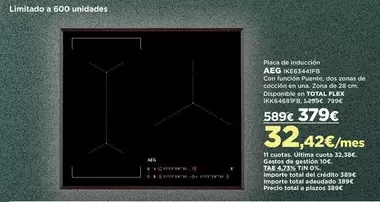 Oferta de AEG - Placa De Intelaction por 379€ en El Corte Inglés