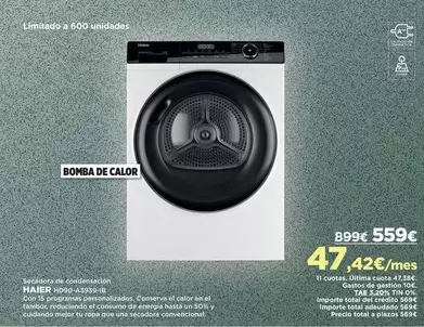 Oferta de Haier - Bomba De Calor por 559€ en El Corte Inglés