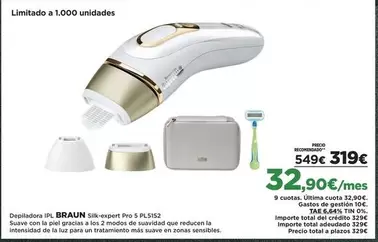 Oferta de Braun - Depiladora Ipl.p. Silk-capretta Spl553 por 319€ en El Corte Inglés