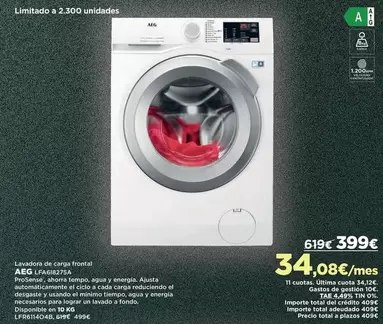 Oferta de Lavadora De Carpa Frontal por 399€ en El Corte Inglés