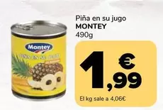 Oferta de Montey - Piña En Su Jugo por 1,99€ en Supeco