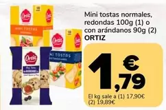 Oferta de Ortiz - Mini Tostas Normales, Redondas O Con Arandanos por 1,79€ en Supeco