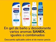 Oferta de Sanex - En Gel De Bano Y Desodorante en Supeco