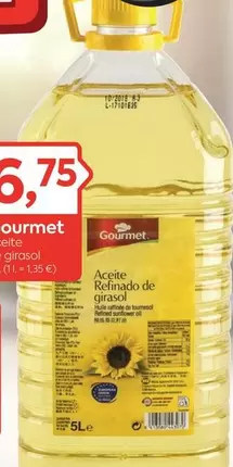 Oferta de Gourmet - Aceite Refinado De Girasol por 6,75€ en Suma Supermercados