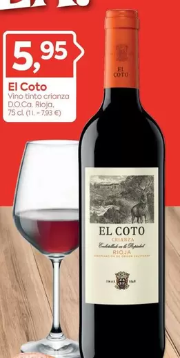 Oferta de El Coto - Vino Tinto Crianza D.o.ca. Rioja por 5,95€ en Suma Supermercados