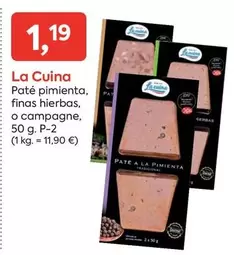 Oferta de La cuina - Paté Pimienta, Finas Hierbas, O Campagne por 1,19€ en Suma Supermercados