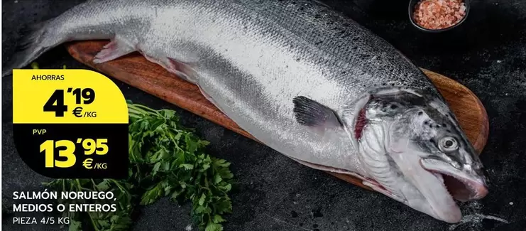 Oferta de Salmon Noruego Medios O Enteros por 4,19€ en BM Supermercados