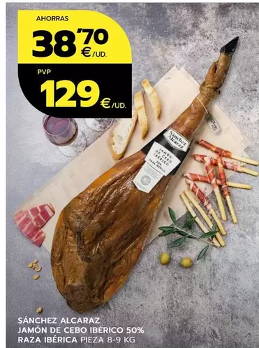 Oferta de Sánchez Alcaraz - Jamon De Cebo 50% Raza Iberica por 38,7€ en BM Supermercados