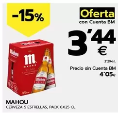 Oferta de Mahou - Cerveza 5 Estrellas por 4,05€ en BM Supermercados