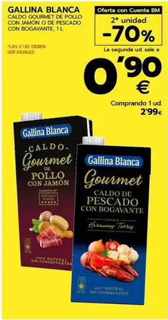 Oferta de Gallina Blanca - Caldo Gourmet De Pollo Con Jamon De Pescado Con Jamon por 2,99€ en BM Supermercados