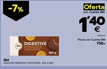 Oferta de Galletas Digestive Chocolate por 1,4€ en BM Supermercados