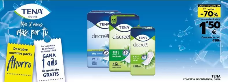 Oferta de Tena - Compresa Incontinencia por 4,99€ en BM Supermercados