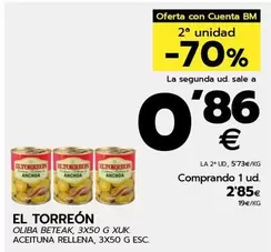 Oferta de El Torreón - Aceituna Rellena por 2,85€ en BM Supermercados