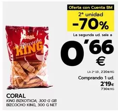 Oferta de Coral - Bizcocho King por 2,19€ en BM Supermercados