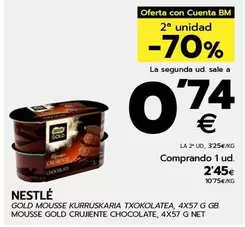 Oferta de Nestlé - Gold Mousse Gold Kruiskaria Txokolatea por 2,45€ en BM Supermercados