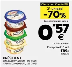 Oferta de Président - Crema Camembert por 1,89€ en BM Supermercados