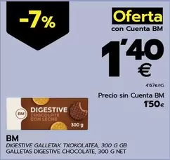 Oferta de Bm - Digestive Galletas Digestive Chocolate por 1,5€ en BM Supermercados