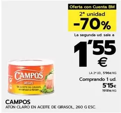 Oferta de Campos - Atún Claro En Aceite De Girasol por 5,15€ en BM Supermercados