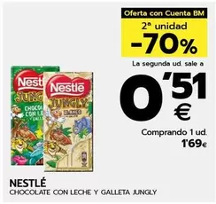 Oferta de Nestlé - Chocolate Con Leche Y Galleta Jungly por 1,69€ en BM Supermercados