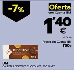 Oferta de Bm - Galletas Digestive Chocolate por 1,4€ en BM Supermercados