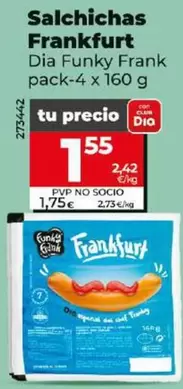 Oferta de Dia Funky Frank - Salchichas Frankfurt por 1,55€ en Dia