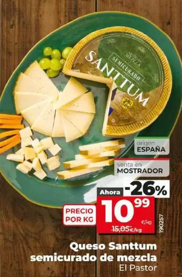 Oferta de El Pastor - Queso Santtum Semicurado De Mezcla por 10,99€ en Dia