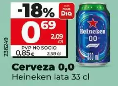 Oferta de Heineken - Cerveza 0,0 por 0,69€ en Dia