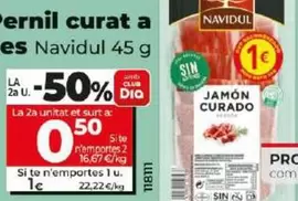 Oferta de Navidul - Jamón Curado En Lonchas por 1€ en Dia