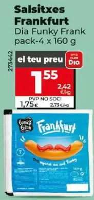 Oferta de Dia Funky Frank - Salchichas Frankfurt por 1,55€ en Dia