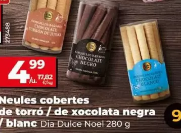 Oferta de Dia Dulce Noel - Barquillos Cubiertos De Turron/De Chocolate Negro/Blanco por 4,99€ en Dia