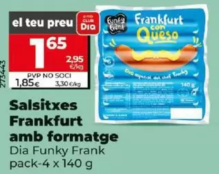 Oferta de Dia Funky Frank - Salchichas Frankfurt Con Queso por 1,65€ en Dia