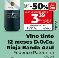 Oferta de Federico Paternina - Vino Tinto 12 Meses D.o.Ca. Rioja Banda Azul por 6,79€ en Dia