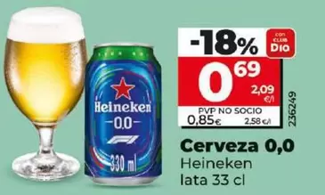 Oferta de Heineken - Cerveza 0.0 por 0,69€ en Dia