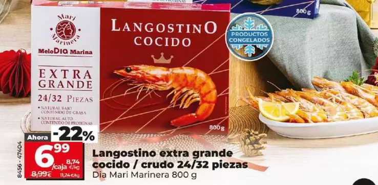 Oferta de Dia Mari Marinera - Langostino Extra Grande Cocido/Crudo 24/32 Piezas por 6,99€ en Dia