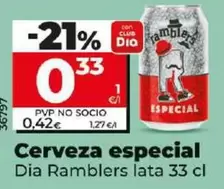 Oferta de Dia Ramblers - Cerveza Especial por 0,33€ en Dia