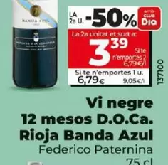 Oferta de Federico Paternina - Vino Tinto 12 Meses D.o.Ca. Rioja Banda Azul por 6,79€ en Dia