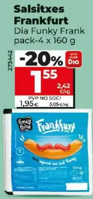 Oferta de Dia Funky Frank - Salchichas Frankfurt por 1,55€ en Dia