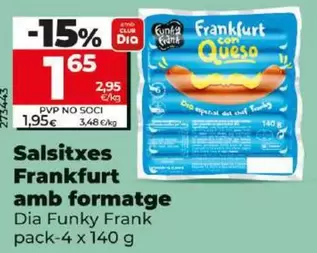 Oferta de Dia Funky Frank - Salchichas Frankfurt Con Queso por 1,65€ en Dia