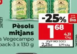 Oferta de Dia Vegecampo - Guisantes Medianos por 1,68€ en Dia