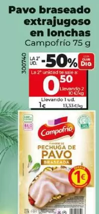 Oferta de Campofrío - Pavo Braseado Extrajugoso En Lonchas por 1€ en Dia