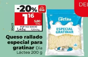 Oferta de Dia Lactea - Queso Rallado Especial Para Gratinar por 1,16€ en Dia