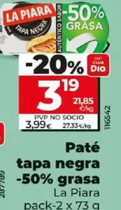 Oferta de La Piara - Pate Tapa Negra -50% Grasa por 3,19€ en Dia