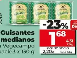 Oferta de Dia Vegecampo - Guisantes Medianos por 1,68€ en Dia