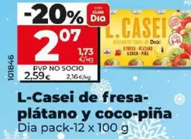 Oferta de Dia - L-Casei De Fresa-Platano Y Coco-Pina por 2,07€ en Dia