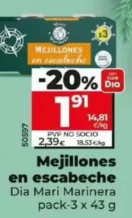 Oferta de Dia Mari Marinera - Mejillones En Escabeche por 1,91€ en Dia