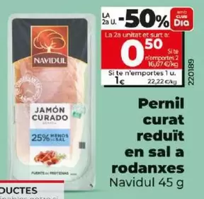 Oferta de Navidul - Jamon Curado Reducido En Sal En Lonchas por 1€ en Dia