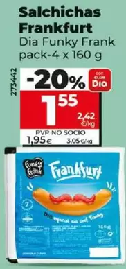 Oferta de Dia Funky Frank - Salchichas Frankfurt por 1,55€ en Dia